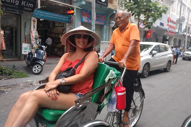 One hour cyclo tour around Saigon - Bitexco Tower: the glass-sheet look you can spot from the street